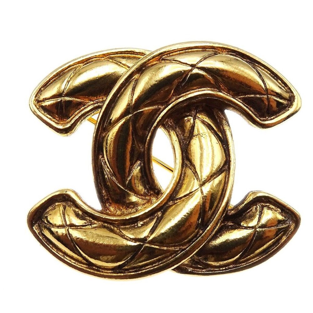 Chanel Quilted Brooch Pin Corsage Gold-plated